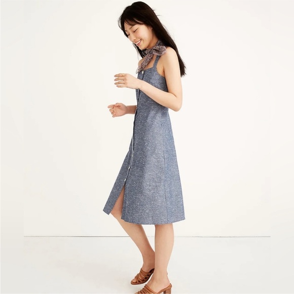 Madewell Chambray Tank Button Front Midi Dress, Size 8 - Picture 2 of 10